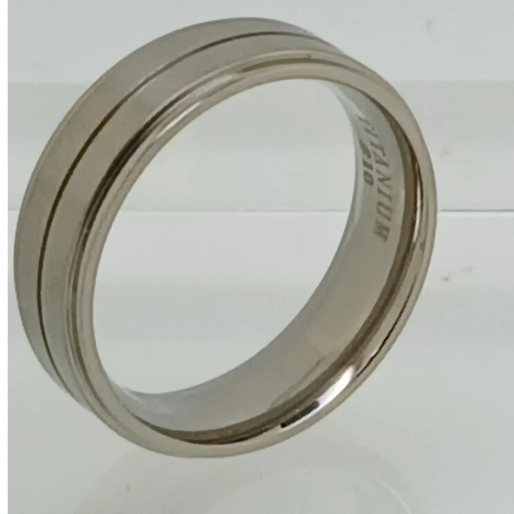 Vintage Titanium Men's 7mm Band Ring Size 10 Brushed Polished New Old‎ Stock Y2K